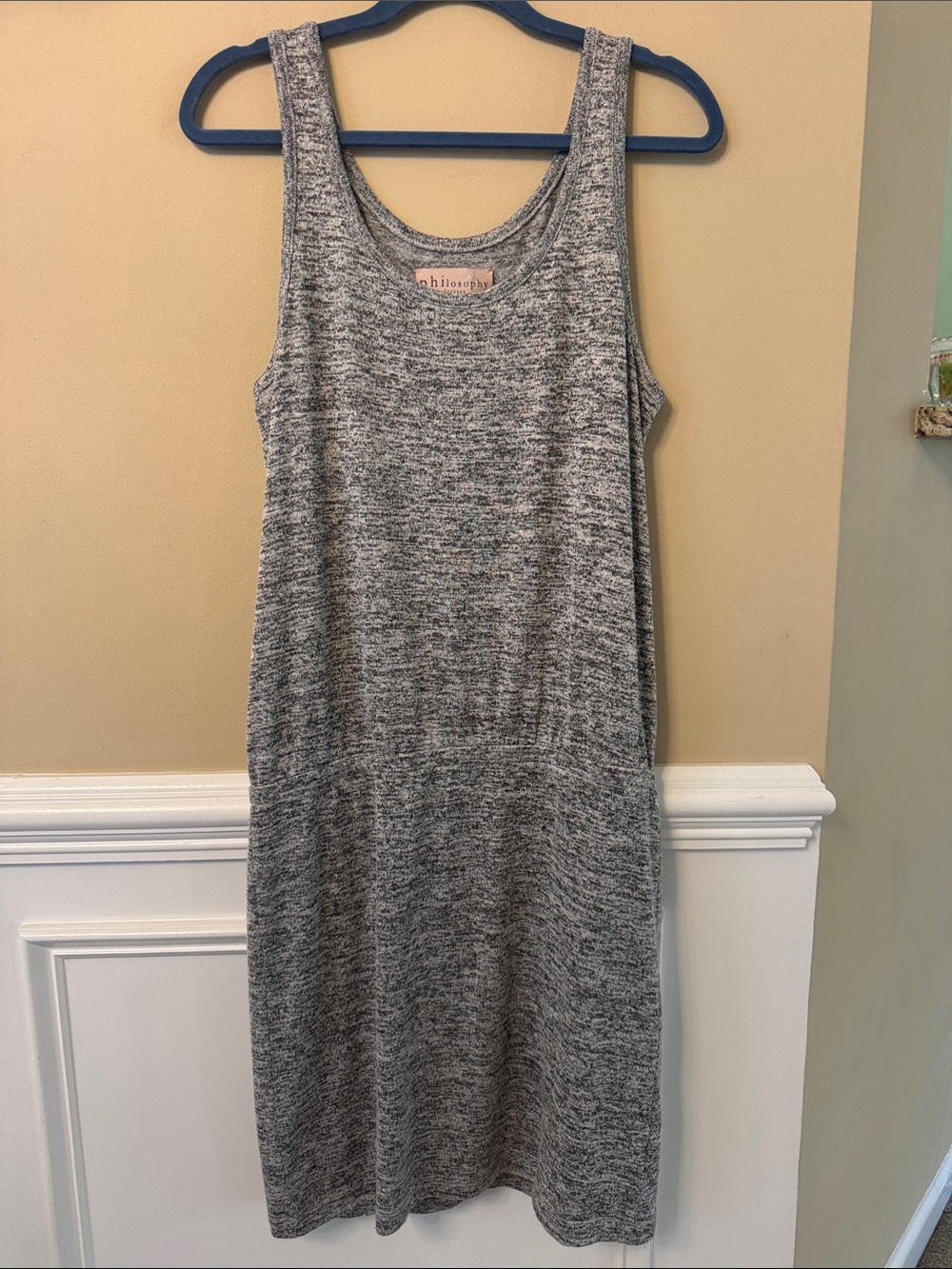 Philosophy Marled Gray Sleeveless Midi Tank Dress